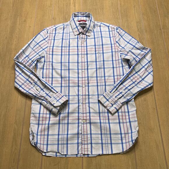 Victorinox Other - Victorinox Button Down Shirt‎ Men’s Medium Slim Fit Plaid White Blue Long Sleeve